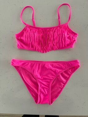 Cabana del sol hot pink fringed bikini